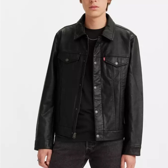 Levi's Faux Leather Trucker Jacket - Picture 1 of 8